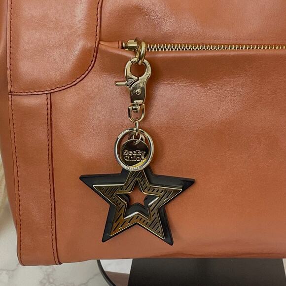 SEE BY CHLOE Cognac Leather Tote with Original Star Charm EUC - Picture 3 of 12